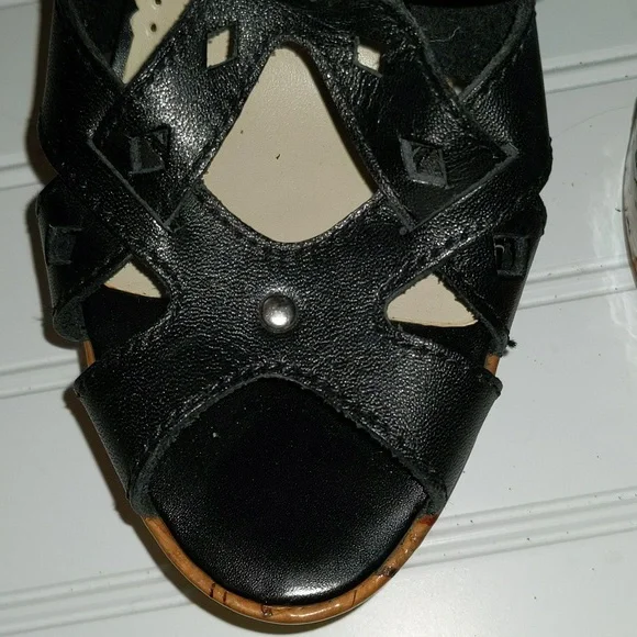 BCBG Paris Women's Size 7.5 Cork Wedge Heel Slip On Sandals - Picture 5 of 14